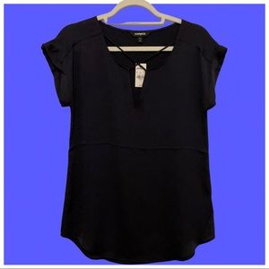 NWT Express short sleeved navy blue top